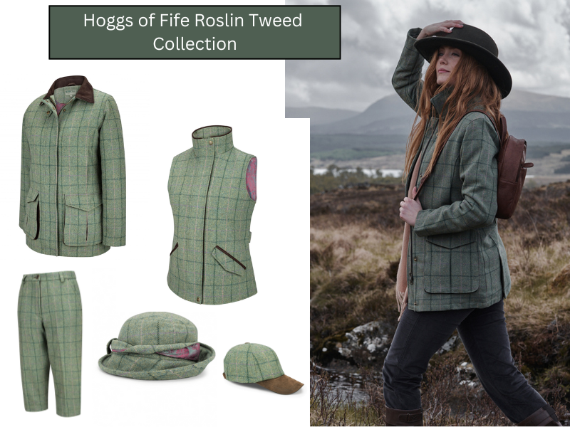 Hoggs of Fife Roslin Tweed collection with women grouse shooting